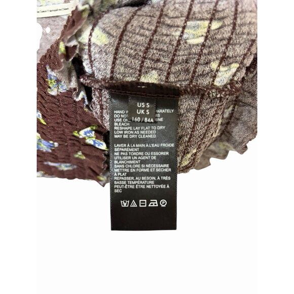 Urban Outfitters Brown Butterfly Smocked Crop Top Long Sleeve Small - Picture 6 of 8